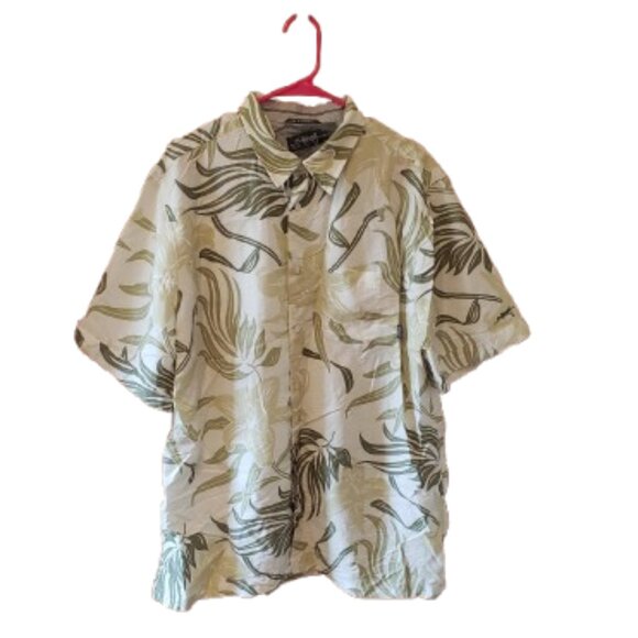 Billabong Green Hawaiian Print Button-Up Short Sleeve Soft Fabric Shirt Size XL - Picture 1 of 7